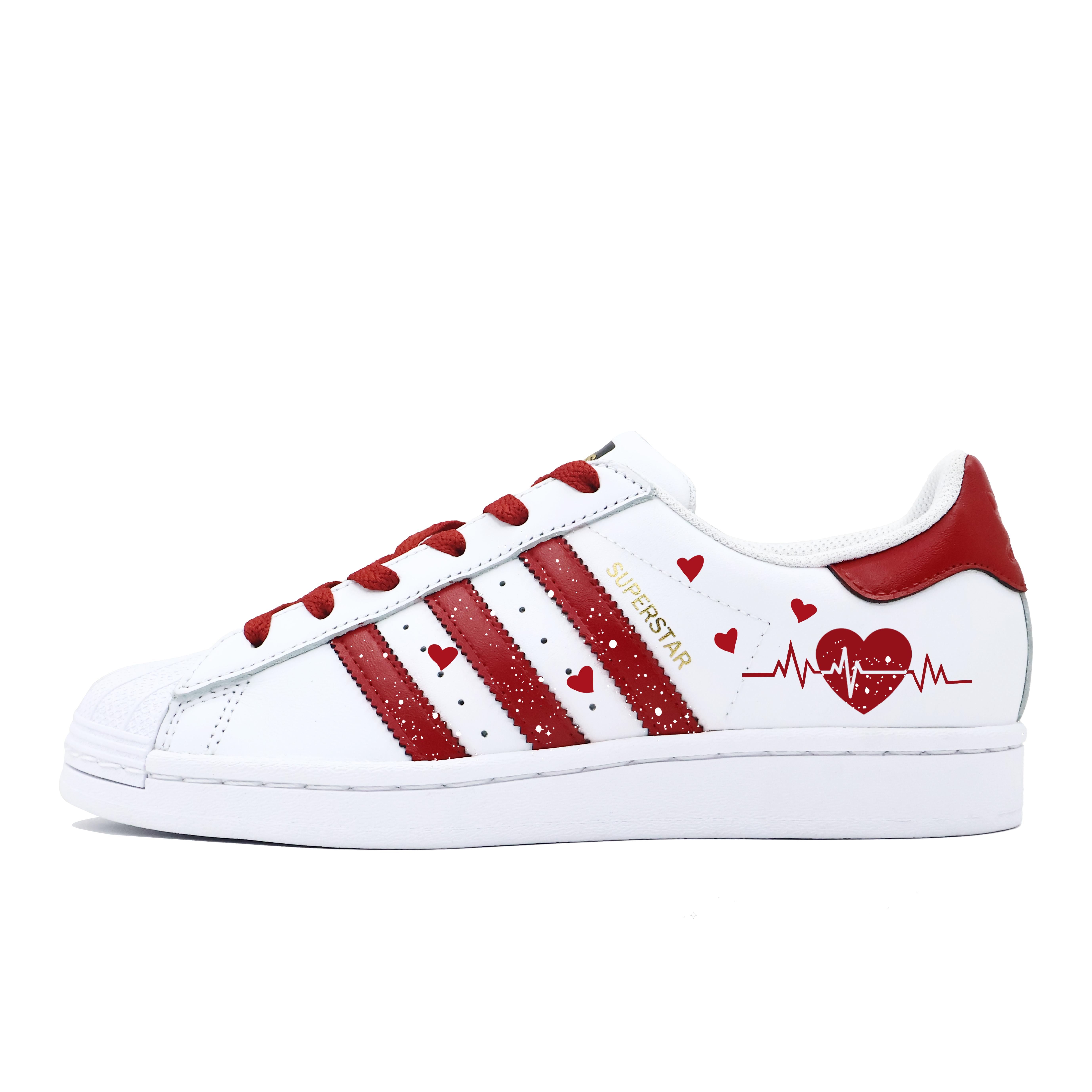 

Adidas Originals SUPERSTAR Slip Resistant Abrasion Resistant Low top Skateboard Shoes Unisex White Red EG4958(Team271-) 40