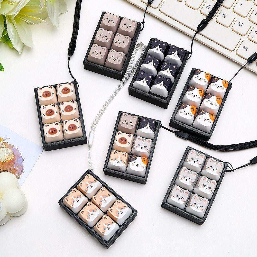 Mechanical Button Anti-stress Fidget Toy Cartoon Backpack Pendant Cat Keycap Keychain Bag Pendant