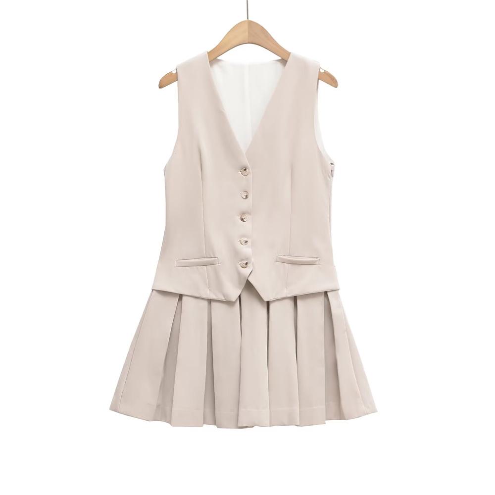 

2025 Spring/Summer Women s Waist-Cinching V-Neck Sleeveless Mini Dress XS