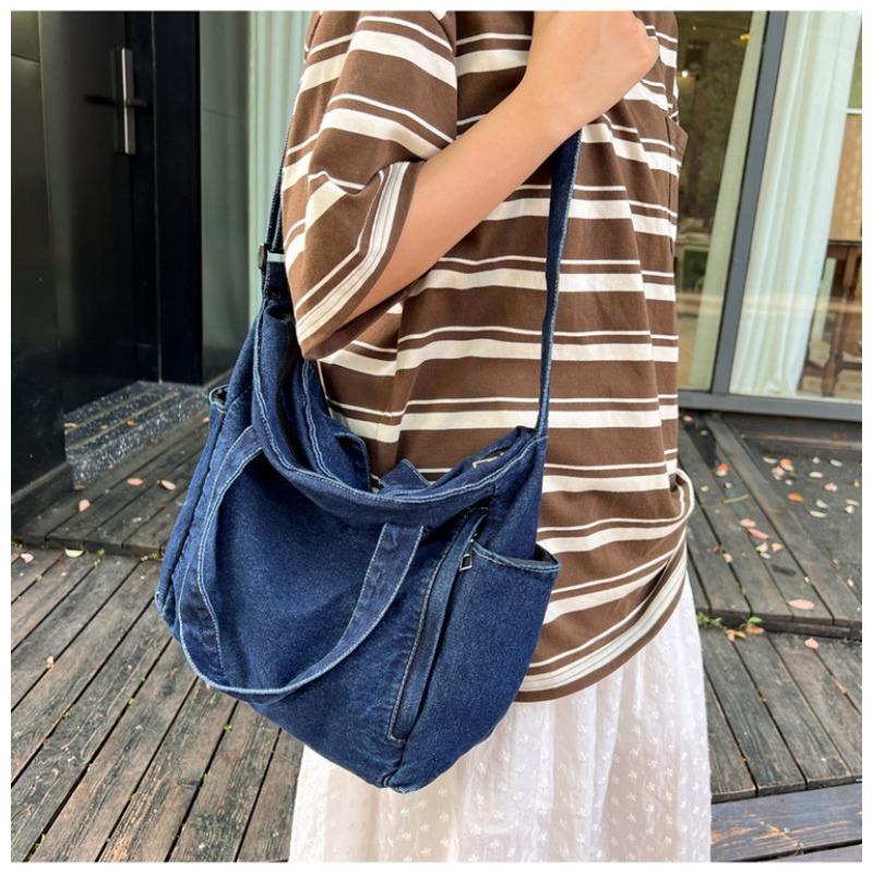 Waschene Denim Sling Bag für Damen, Große Kapazität, Einzelne Schultertasche