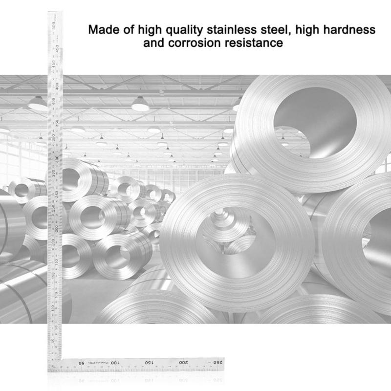 90 Degree Framing Square Ruler Layout Template Tool L Shape Right Angles Ruler Universal Stainless Steel Measuring Ruler