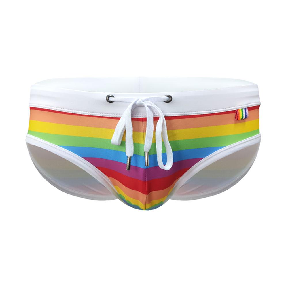 Men Swim Briefs Trunks Pride Day Strips Tight Fit Sexy Swimwear Beach Wear Tanning Surfing GYM