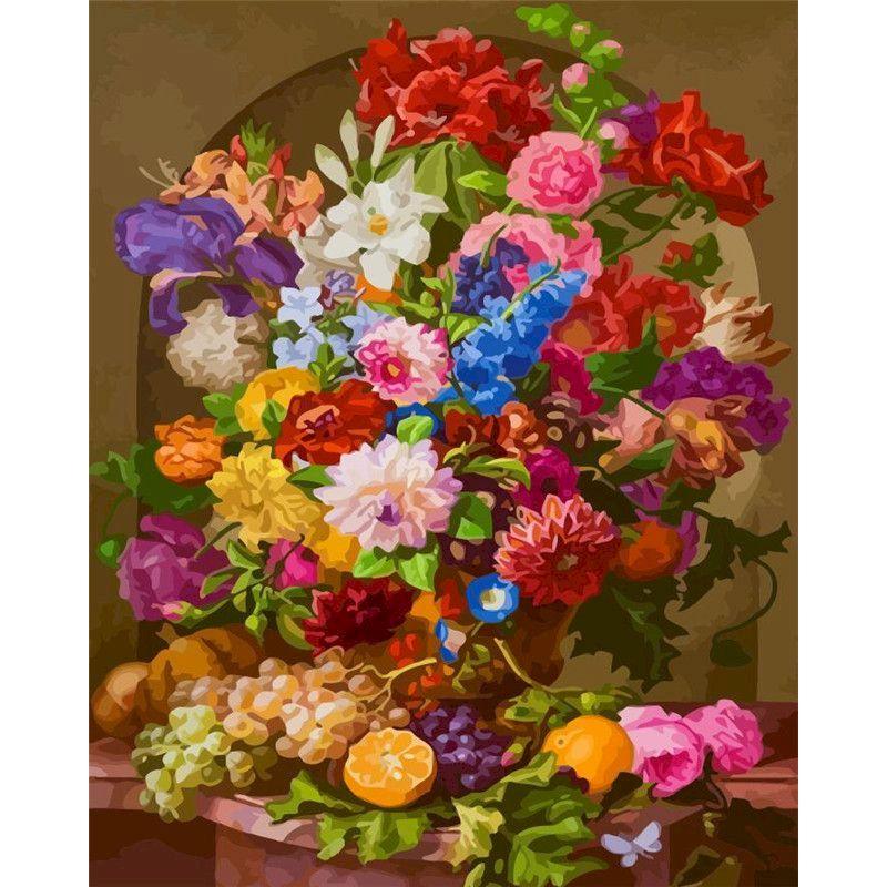 CHENISTORYNO Flower Picture Diy Painting By Numbers Kits Acrylic Canvas Painting Drawing Coloring By Numbers For Adults Diy Gift