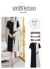 Chic Color-Block High-End Chiffon Midi Dress with Round Neck and Waist-Cinching Design for Women