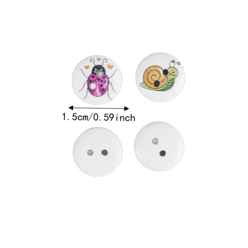 100pcs 0.6 Inch Wooden Buttons 2 Holes Round Buttons Cartoon Decorative Buttons  For DIY Crafts