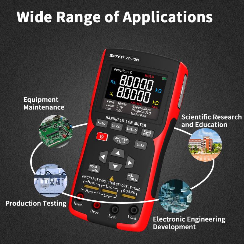 ZOYI ZT-DQ01 Digital Handheld LCR Meter, Measures Resistance/Capacitance/Inductance, Precision Capacitor Tester for Electronics