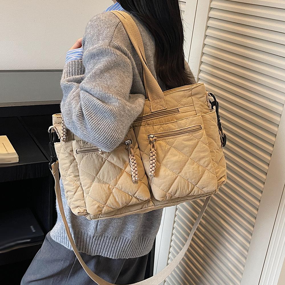 Women's Shoulder Bag, Large-Capacity Casual Multifunctial Commuter Handbag, Versatile Diamd Quilted Design Crossbody Bag