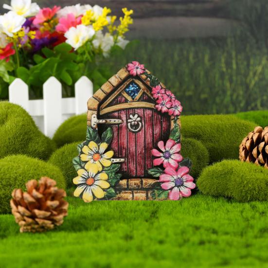 Fairy Door Ručně vyráběné realistické zimostrázové miniaturní dřevěné elfí dvířka Gate Garden Decor Home Decor