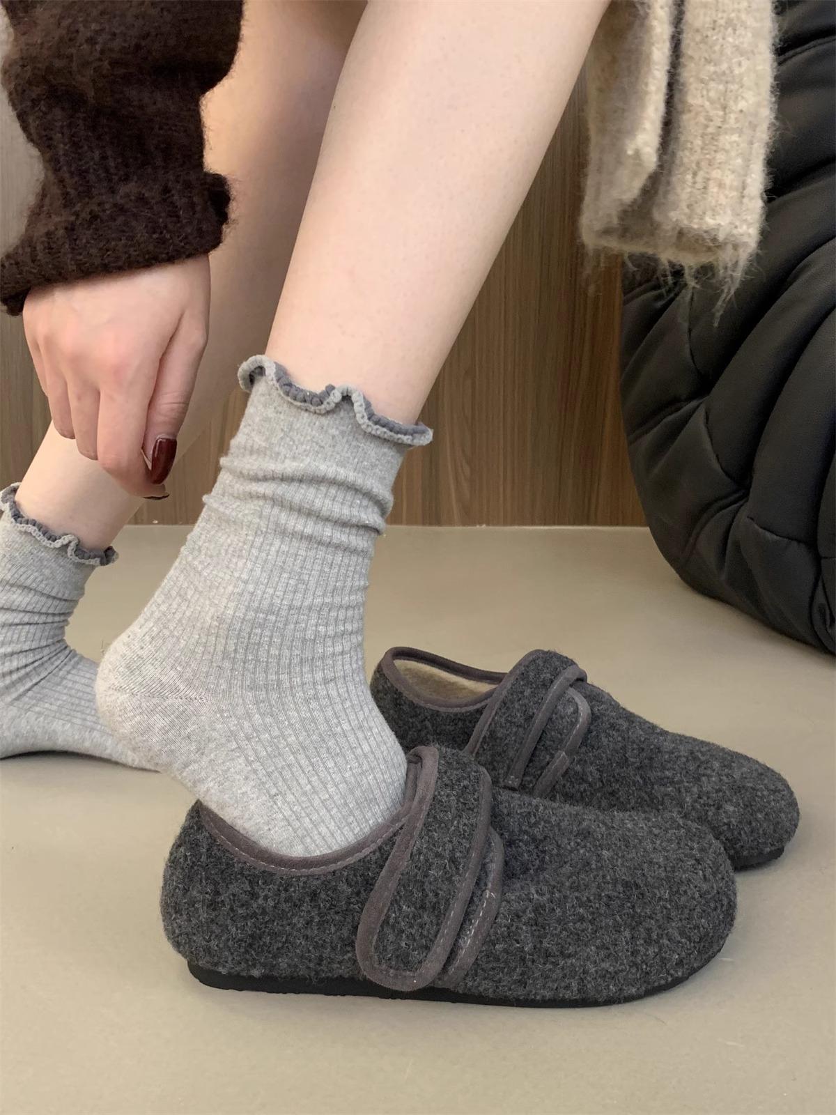 

Модные мягкие фетровые лоферы для женского зимнего тепла, плюшевая ПУ, женский дизайнерский бренд, туфли с ремешком и пряжкой для женщин, женская обувь 35 темно серый