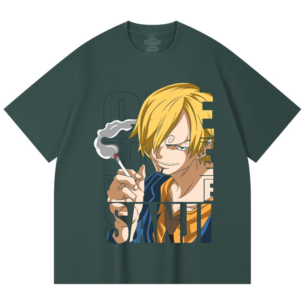 230 Gsm 100% Cotton One Piece V62 Sanji Print Unisex Heavy Cotton T Shirt