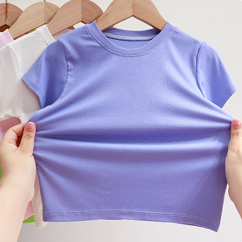 Spedbarnsklær Sommer Baby Gutter Bomullstrykk Kortermet Barn Jenter Pustende Uformelle T-skjorter Mote Jente Topper 1-3Y