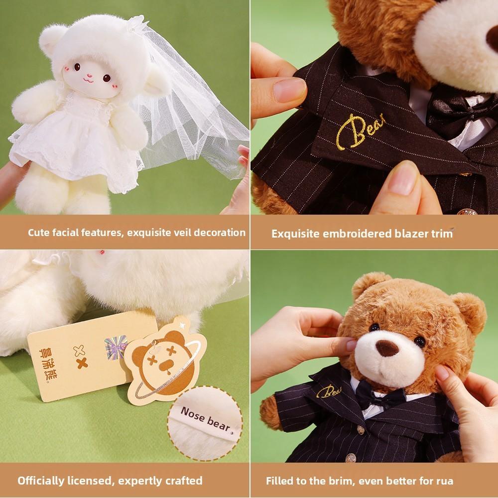 Wedding Bear Plush Toy With Pp Cotton Filling For Wedding Decor And Gift Ideas