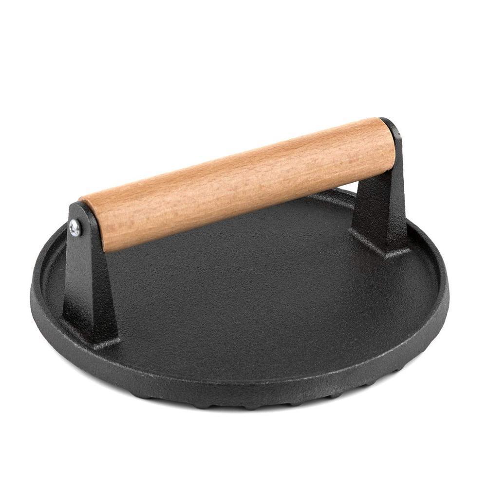1Pc Cast Iron Meat Pressing Board Roast Steak Round Meat Pressing Board Meat Pressing Artifact Roast Meat