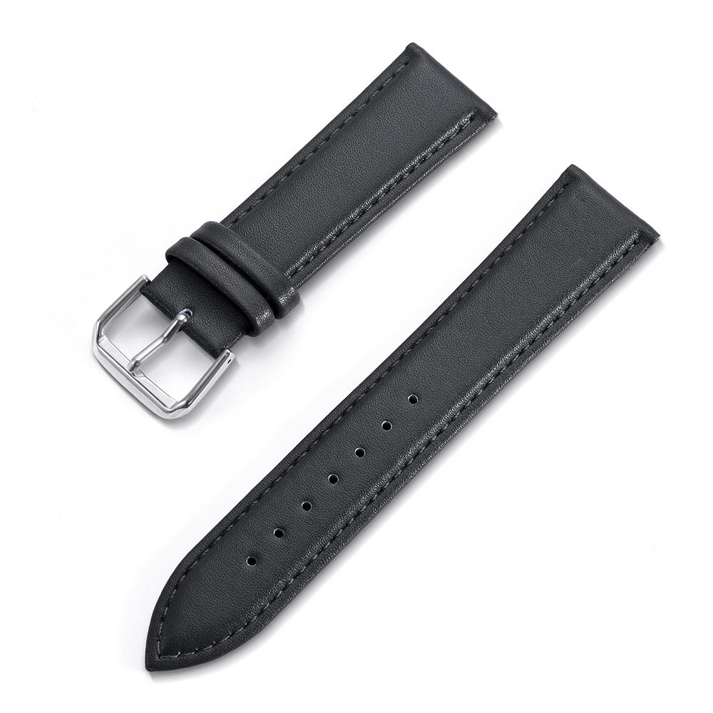 Universal Calfskin Leather Watch Strap Soft Material Watch Band 12/14/16/18/20/22mm Wristbands with Silver Stainless Steel Clasp