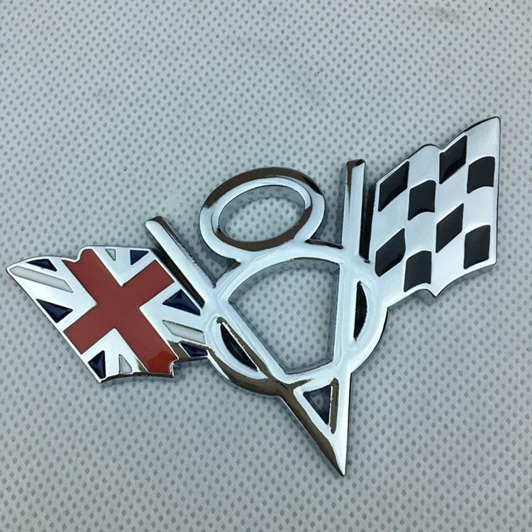 Chevrolet Dodge JEEP Rear Decal V8 Flag Metal Car Sticker