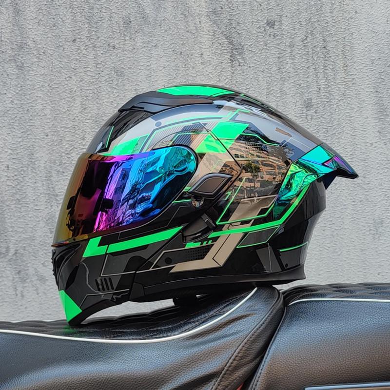 E5GOrz Flip-up Motorcycle Helmet for Men & Women – Full Face, All-Season with Bluetooth Slot, Big Tail Wing, 3C Certified
