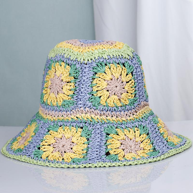 

2023 Womens Straw Hats crochet hat Panamas UV Protection Sun Visor Beach Hats Women Visors Foldable Female Women Summer Sun hat 56-58cm чорний