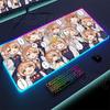 LED Table Pads Backlit Kawaii Girl Shigure Ui Popular Songs Shukusei Loli Kami Requiem Shigure RGB Mouse Pad Aesthetic Desk Mats