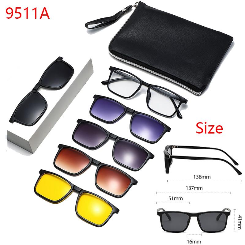 6-in-1 Magnetische Bunte Clip-on Sonnenbrille Fahren Nachtsichtbrille Clip-on Myopie Rahmen Kann Individuell Angepasst Werden