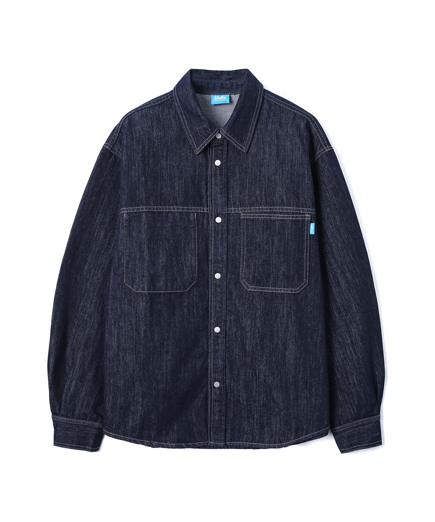 Ucla Unisex Denim One-Pocket Oversized Shacket [Dk-Indigo](Ub9Dj70)