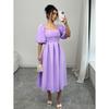 Europe, America 2026 summer new fashion temperament design square neck bubble sleeve bubble puff dress