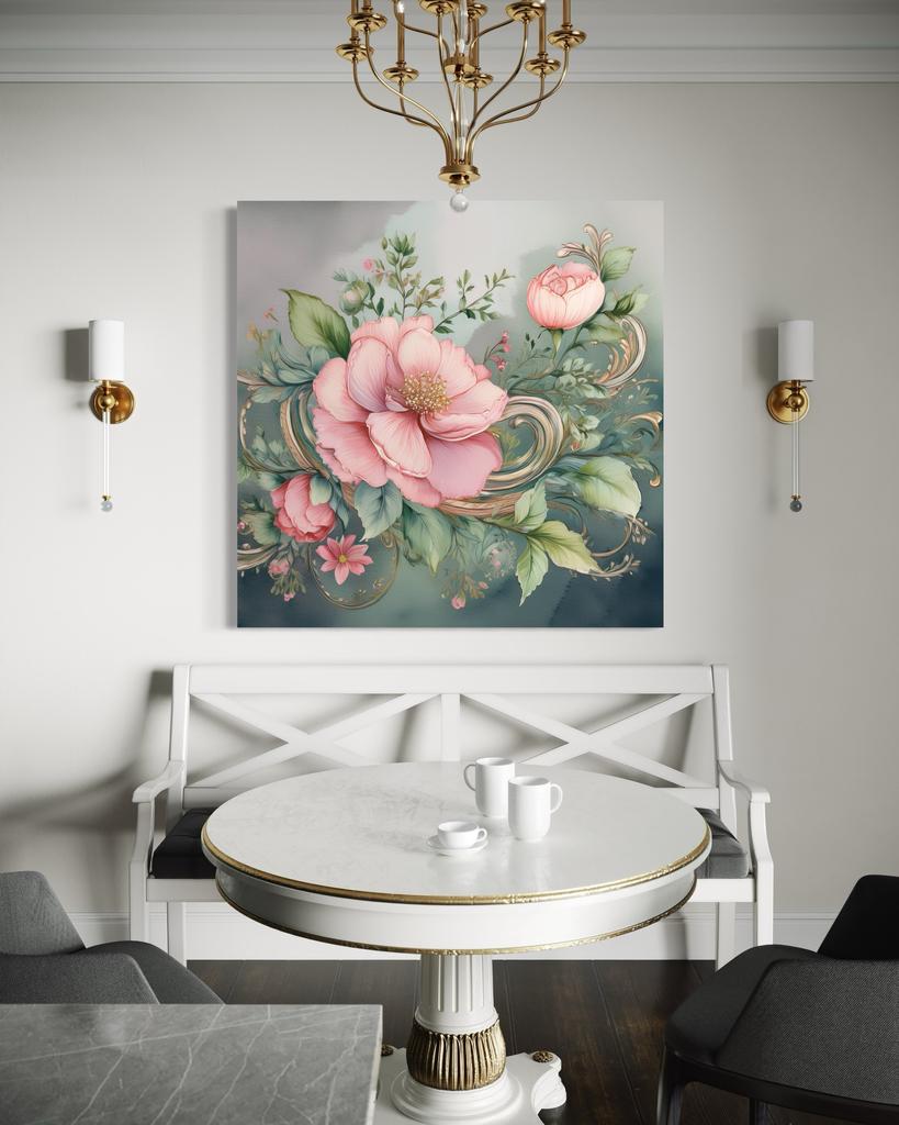 Canvas Print, Vintage Pink Flower
