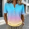 Women's Short Sleeve Henley Shirt Button Front Cotton Linen Blend Casual Top Lightweight Breathable Summer Blouse