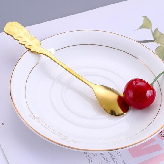 Mini rukojeť na míchání Nerezová lžička Růžový design do oceli Snadné použití