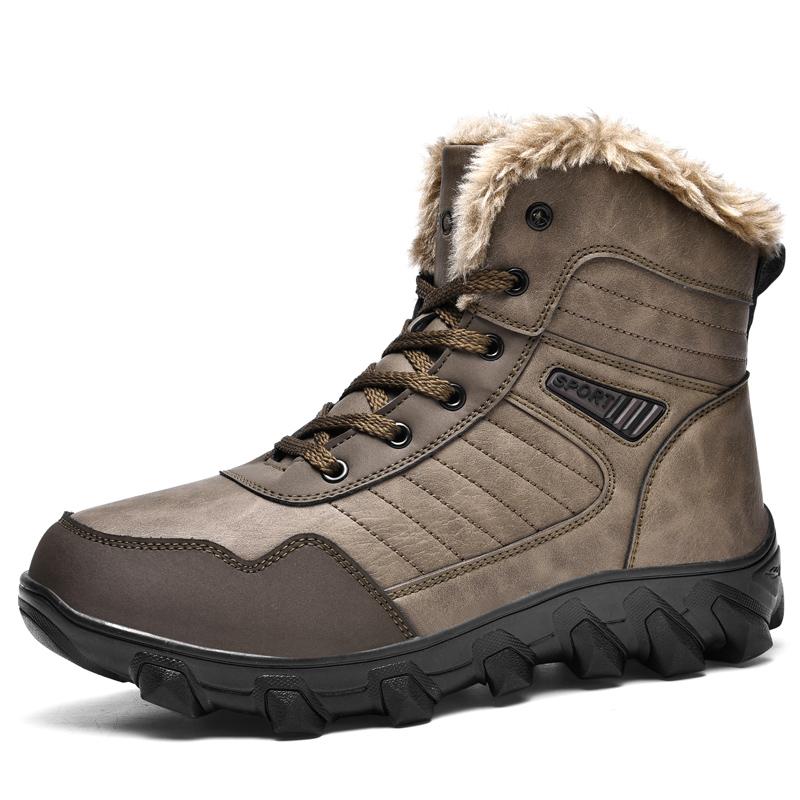 Plus Size Russian Style Winter Men Snow Boots Waterproof Non Slip Outdoor Warm Ankle Boots High Top Casual Cold Weather Footwear 39 коричневый