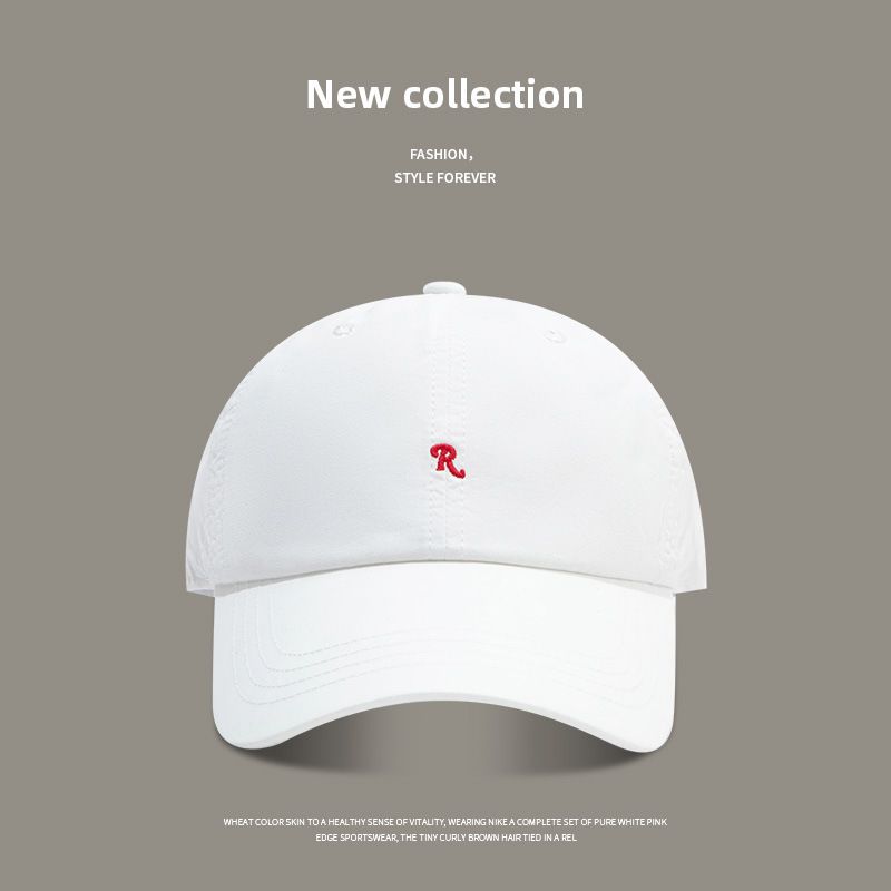

Spring Style Peaked Cap Hat Female Same Style Minimalist Letter R Embroider Baseball Cap Outdoor Leisure All-Match Peaked Cap R-White Adjustable