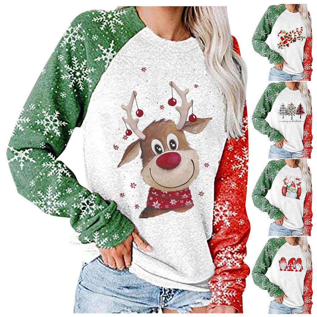 Women Fashion Summer Floral Print Long Sleeve Tunic Tops Casual Blouse