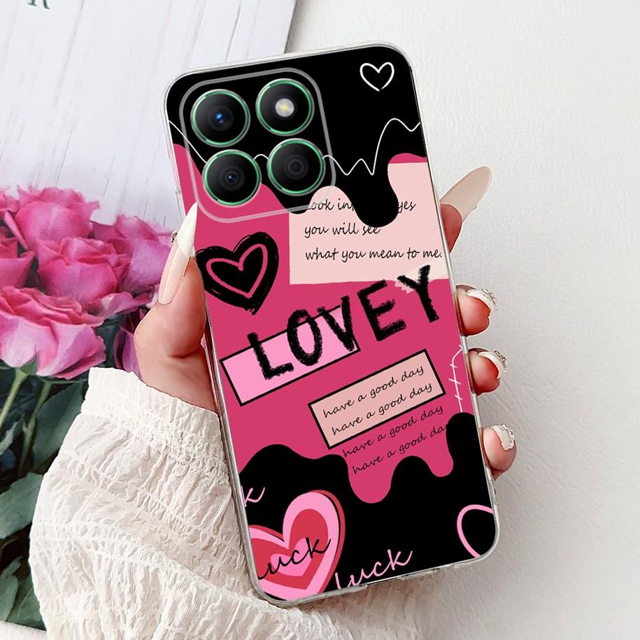 Case For Honor X8b Cover LLY-LX1 LLY-LX2 LLY-LX3 Lovey Heart Cartoon Soft Clear Silicone Phone Case For Honor X8a CRT-LX1 Bumper