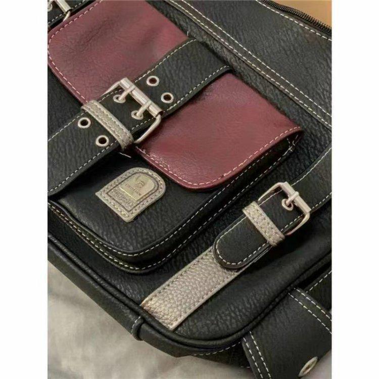 Retro Vintage Y2K Kožená motocyklová taška: Dámská 2025 Color Block taška přes rameno crossbody