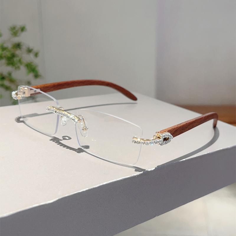 

KAMMPT Stylish Rimless Metal Pink Shades Women s New Fashion Korean Style Sweet Sunglasses Chic Crystal Shiny Travel Sun Glasses as picture shows