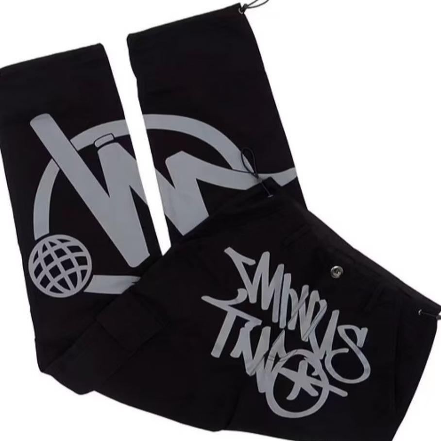 Men's Y2K Retro High Waist Street Style Overalls with Planet Print