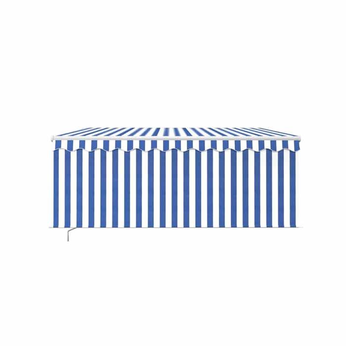 Exclusive House - Manual Retractable Awning with Blind 3x2.5 M Blue and White