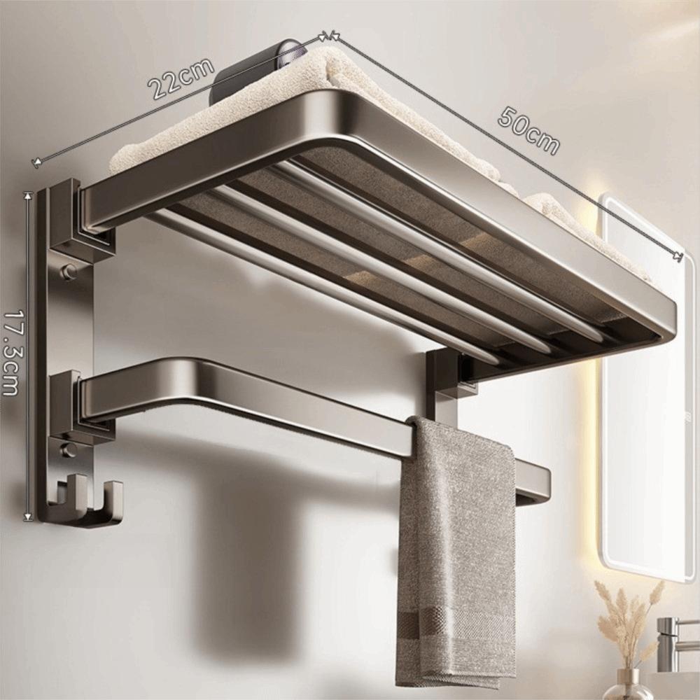 

Foldable Towel Rack No Punching Bathroom Storage Shelf Bathroom Organization сірий