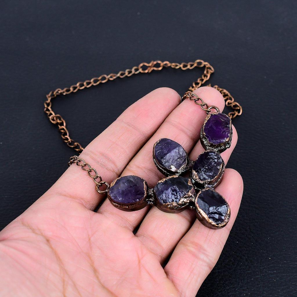 Amethyst Necklace, Gemstone Copper Electroformed Jewelry Necklace, Handmade Jewelry, For Anniversary Gift