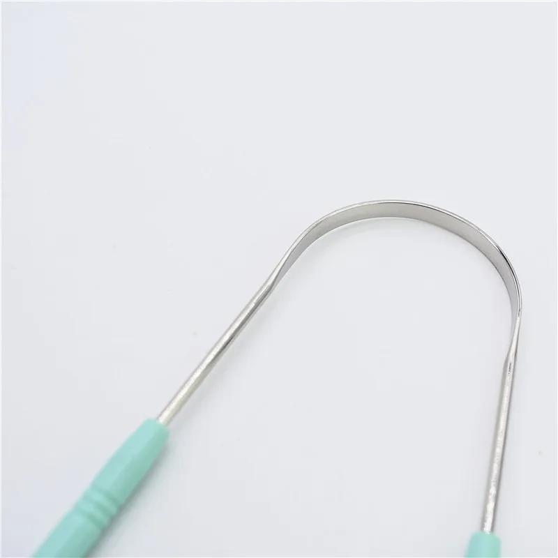 U-Shaped Tongue Scraper Stainless Steel Two-Color Tongue Cleaner for Fresh Breath Oral Hygiene Dental Care Tool