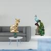 Cat Peacock Statue Decorative Figurine Animal Sculpture Art Craft Elegant Tabletop for Fireplace