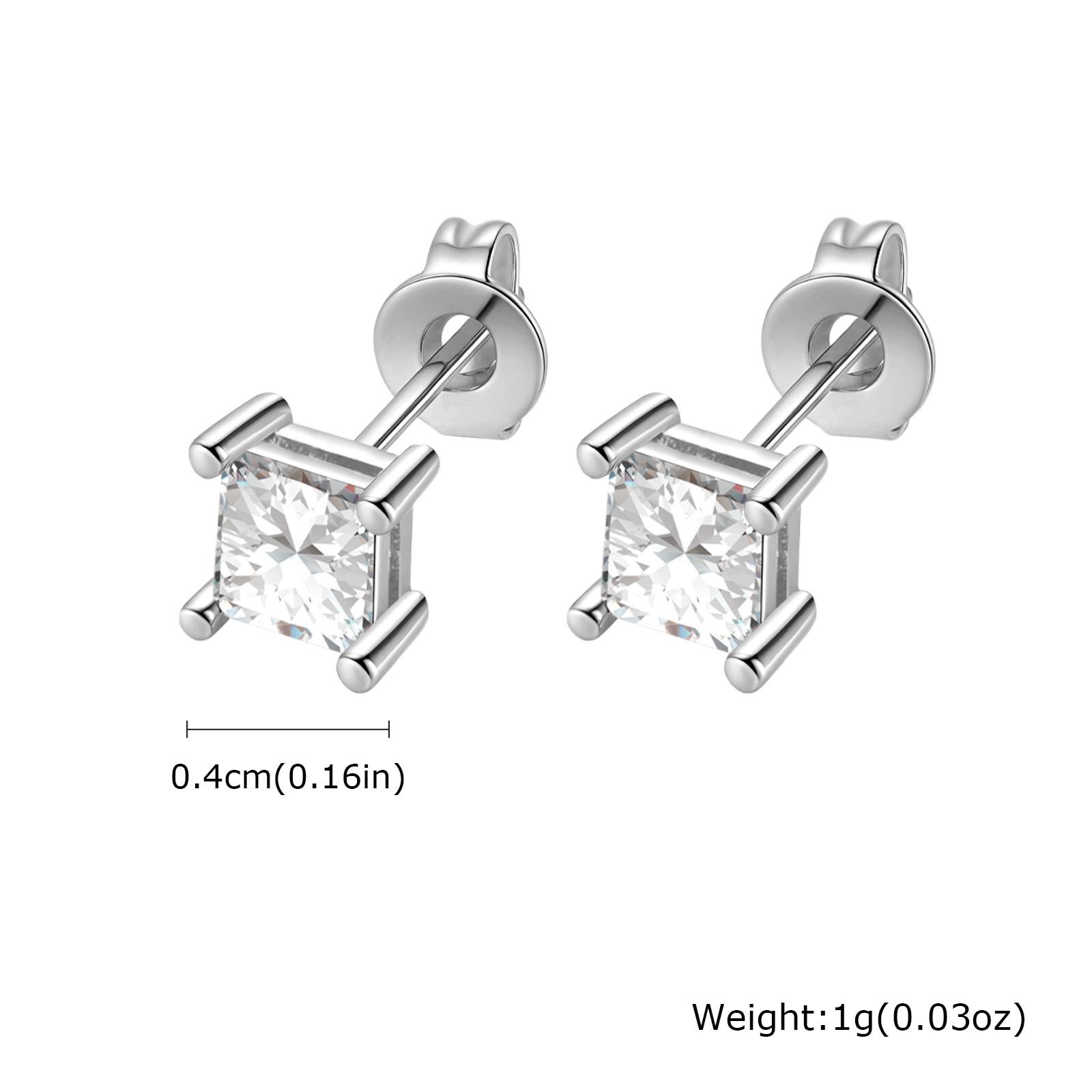 

Vnox Square Cubic Zirconia Stud Earrings, 4-8mm Copper Material Earrings for Women Men, Gold Silver Color Post Ear Accessories