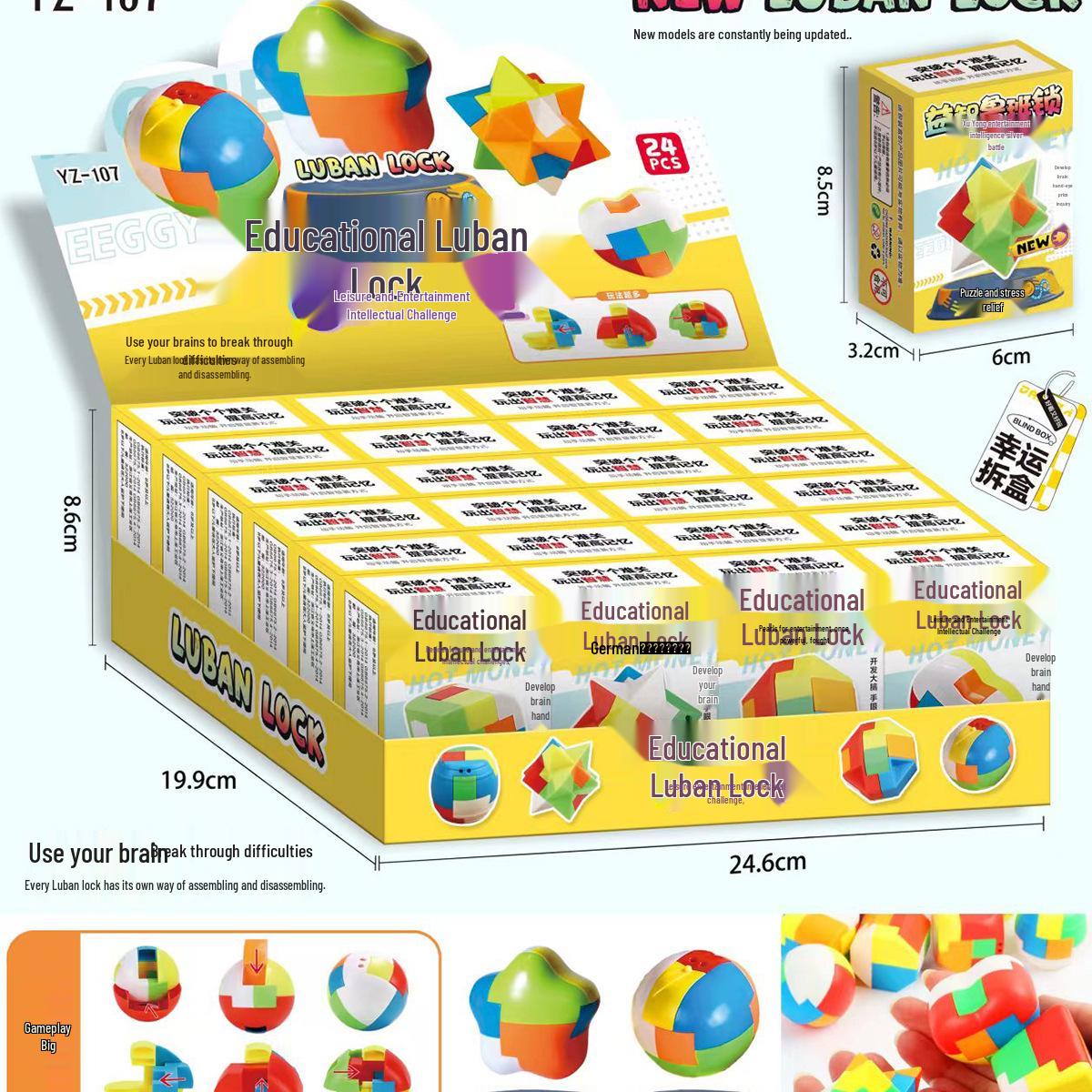 24-Piece Educational Luban Lock Puzzle Set for Adults & Kids - Intelligence Development Blind Box Toy Yiwu
