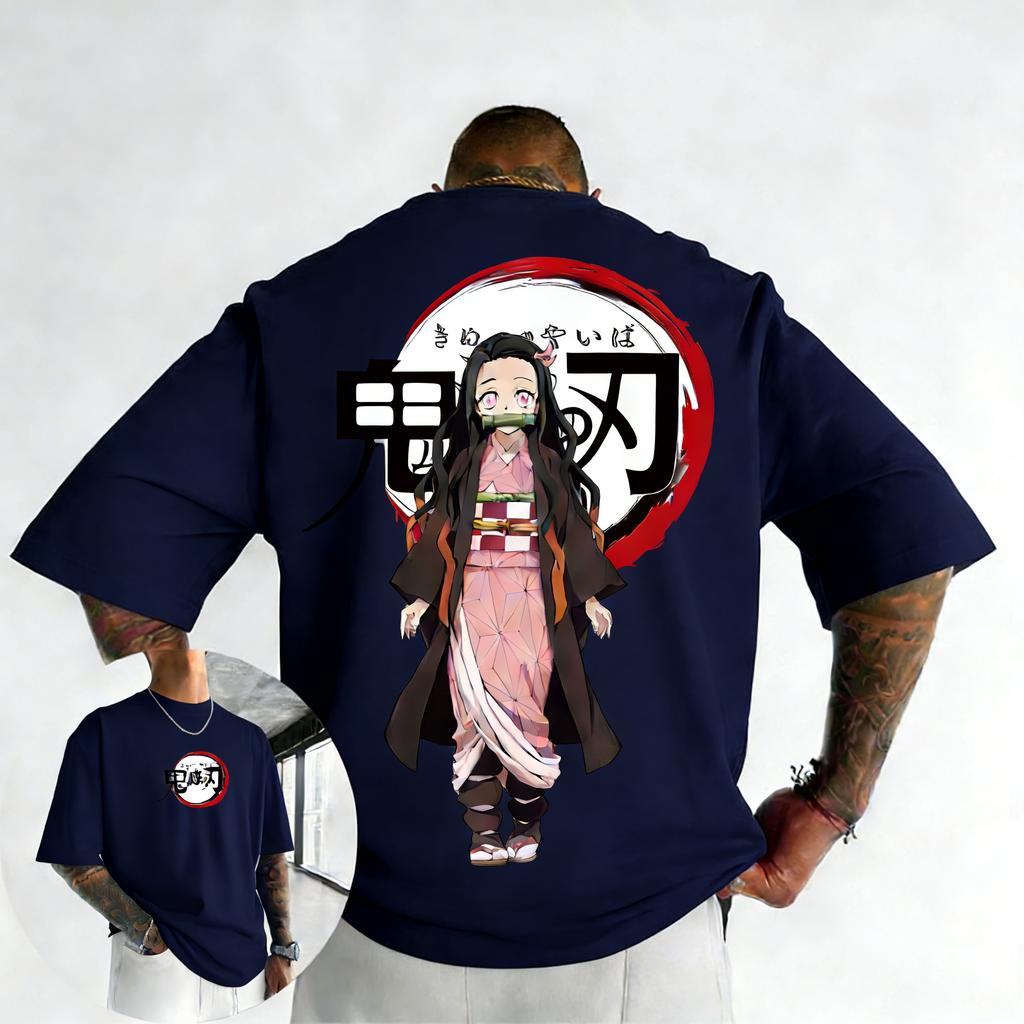 Plus Size Demon Slayer Anime Printed Men and Women Tshirt Casual Parent Child Top Fashion Cotton Summer Street Y2K Harajuku