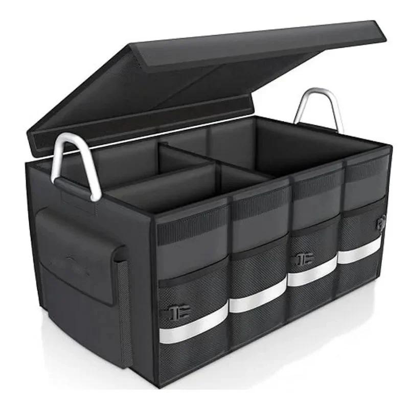 Car Trunk Organizer with Lid, Collapsible Car Trunk Storage Organizer, Car Organizer and Storage for SUV, Truck, Sedan