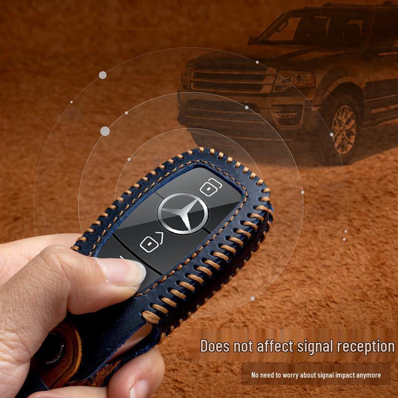 Genuine Leather Key Bag Set for Mercedes-Benz S-Class C200L, New C-Class, E-Class E300L, and GLK300