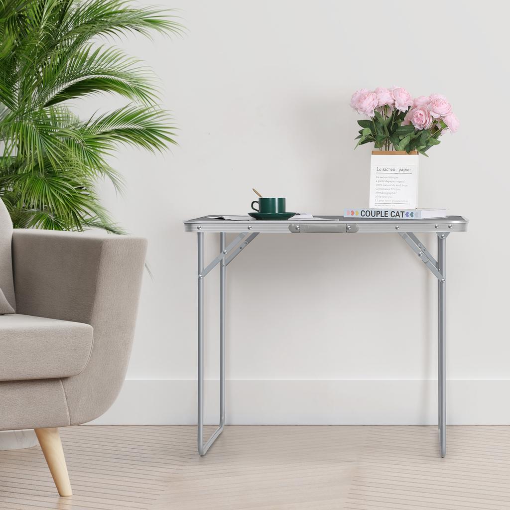 Portable Outdoor Folding Table w/Rectangular Design, Multi-Use Camping/Home/Learning Dining Table - Lightweight & Space-Saving