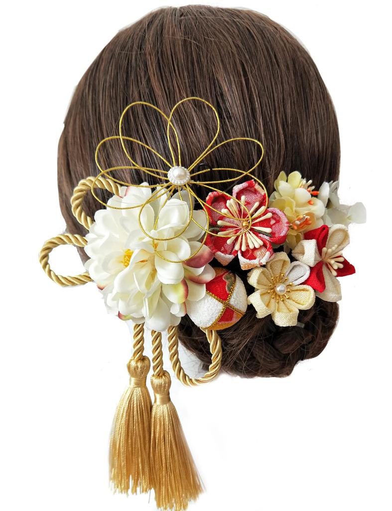JZOON Handmade Hair Ornament for Perfect for and Other Japanese with and Perfect for Graduations and Weddings Tsumami-zaiku Women, Shichi-Go-San,