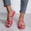 Fashion 2025 Summer Color Blocked Casual Plus Size Women's Slippers Fashionable Flat Bottomed Open Toed Thin Strap Women Sandals