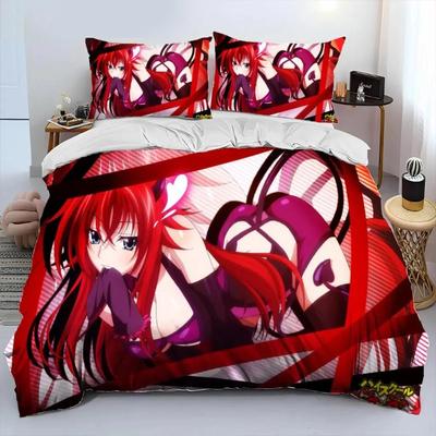 Ensemble de housse de couette confortable avec impression anime, comprenant une housse de couette et des taies d'oreiller, tailles King, Queen, Twin, pour garçons, filles et enfants