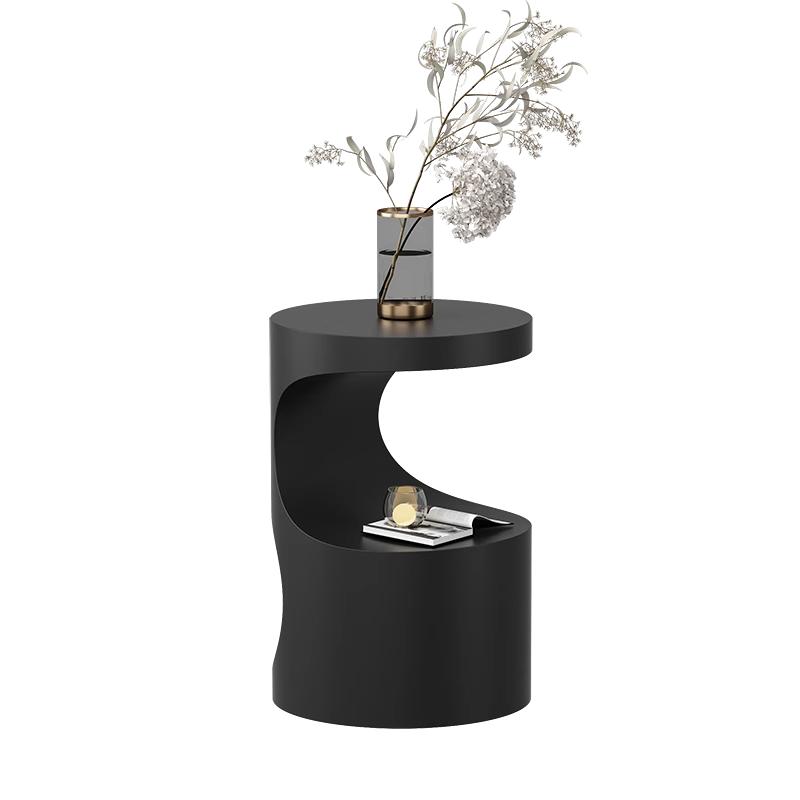 Iron Sofa Side Table for Living Room  Luxury Double-Layer Coffee Table Cylindrical Nightstand  Easy-Clean Bedside Cabinet